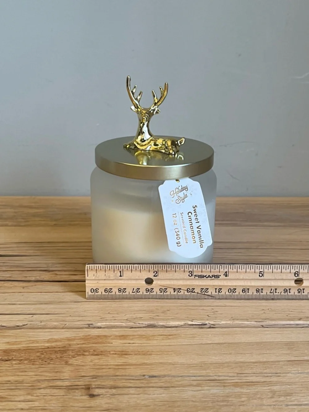 Christmas Pine Scented Jar Candle with Gold Deer Accent Lid